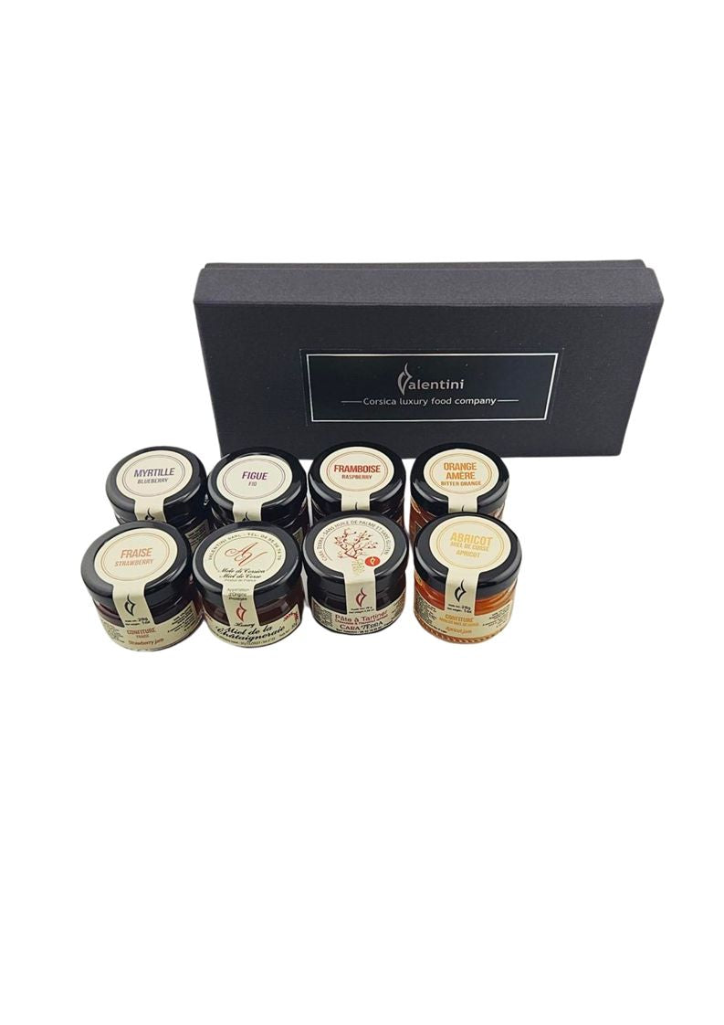 Coffret de huit confitures Valentini – 8 × 28 g.