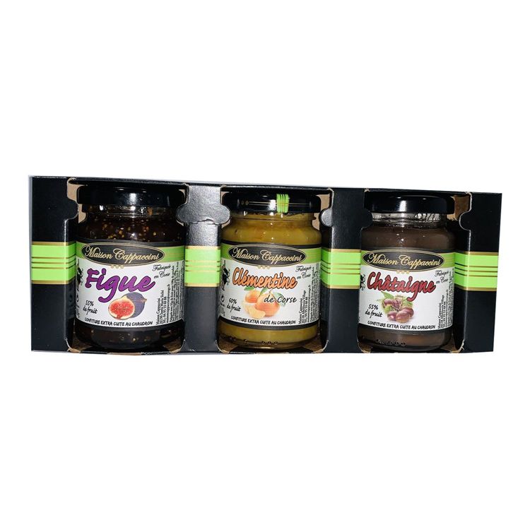 Coffret figue, châtaigne et clémentine Cappaccini – 3 × 110 g.
