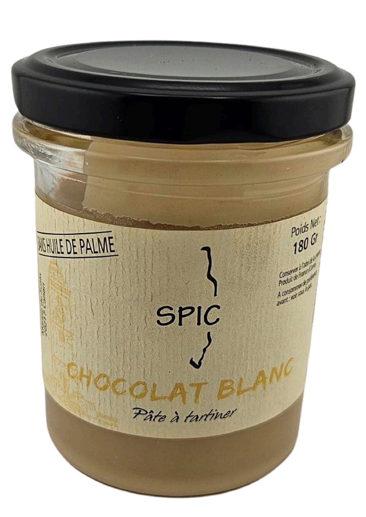 Pâte à tartiner chocolat blanc SPIC – 180 g.